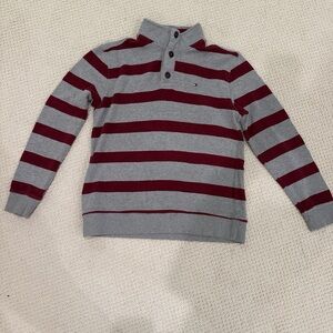 Tommy Hilfiger Burgundy and Gray Striped Sweater